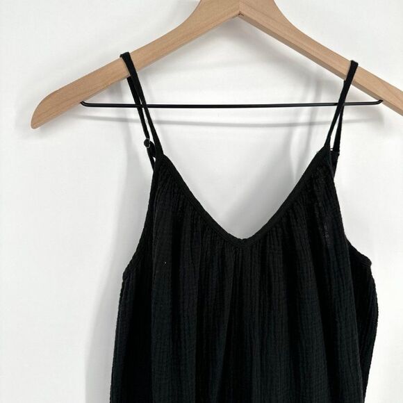 Rails Trucker Sleeveless Jumpsuit V-Neck Cotton Gauze Relaxed Black Women's XS - Picture 4 of 8